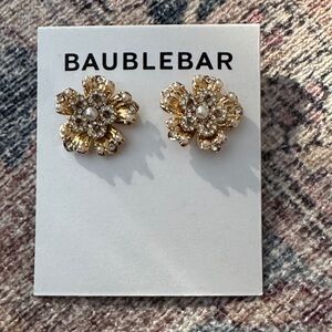 BaubleBar Gold Crystal Flower Earrings
